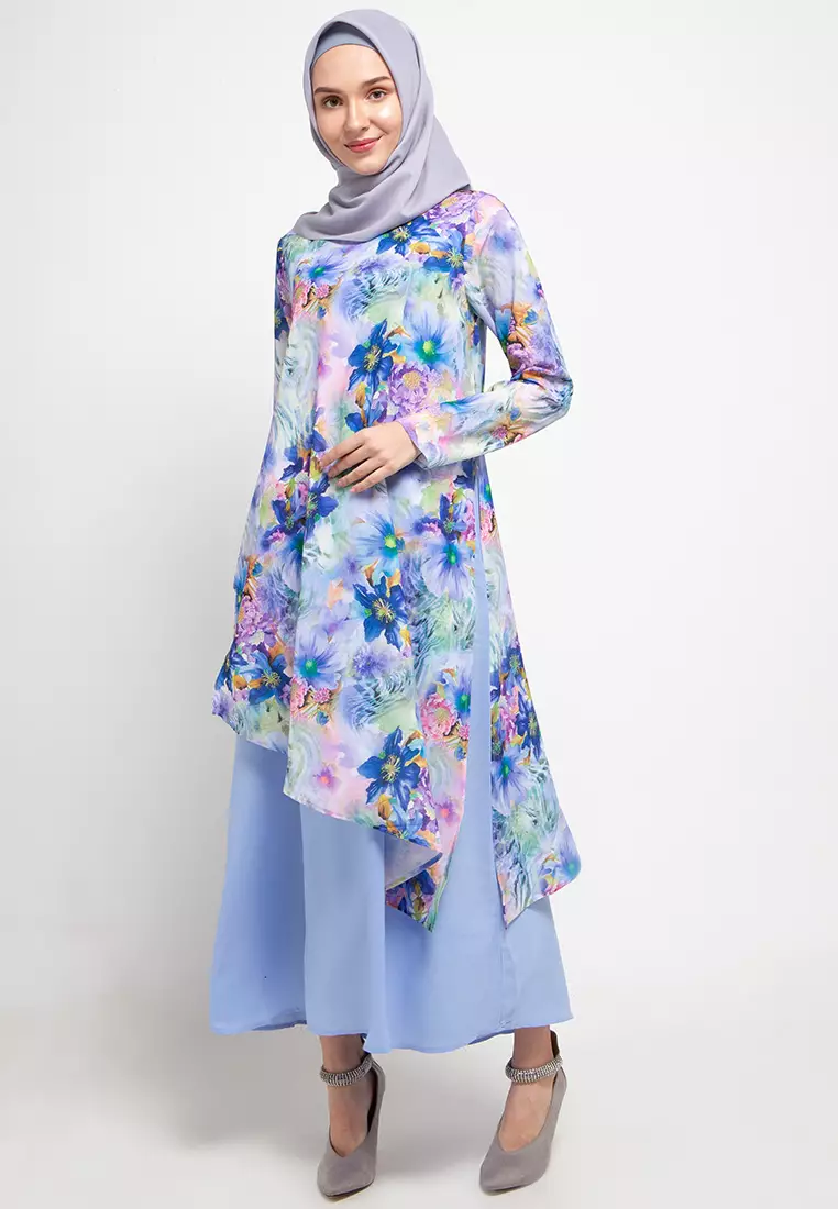 Alba Maxi Dress In Dark Blue Print