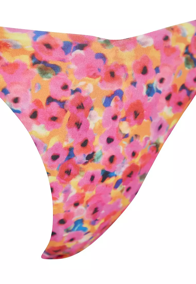 Floral Patterned Laced Brazilian Bikini Bottom TBESS24BA00117