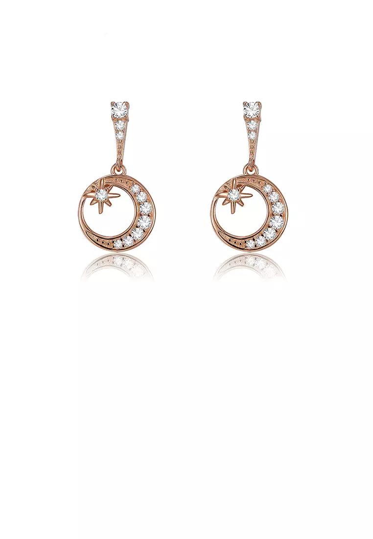 Buy Glamorousky 925 Sterling Silver Plated Rose Gold Star and Moon