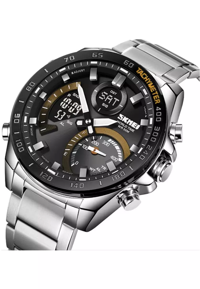 Jam Tangan Analog Digital Pria Waterproof Many Function Strap Tali Material Stainless Steel GN80 ORIGINAL