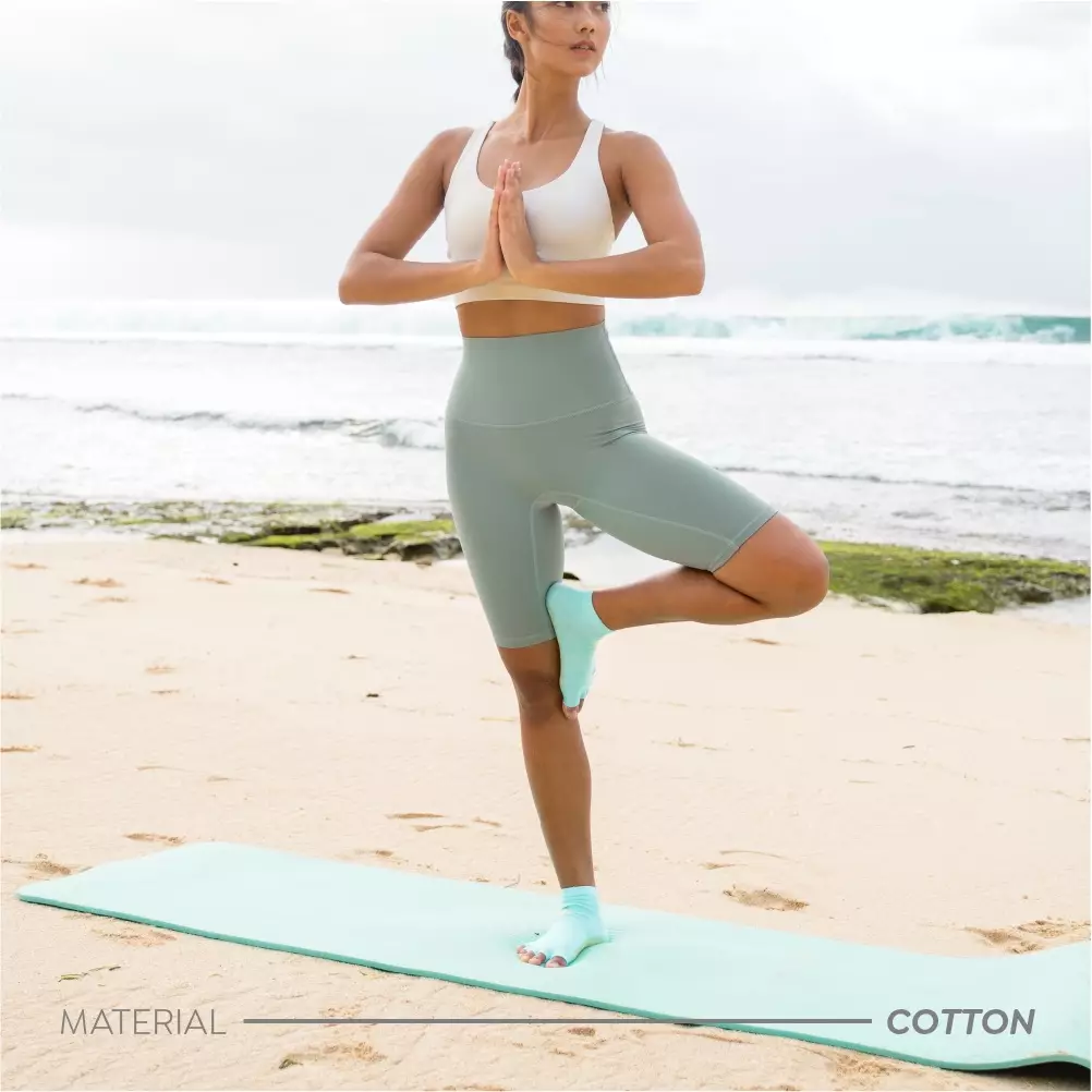 HAPPYFIT - Yoga Socks Open Finger Anti Slip / Kaos Kaki Yoga / Barre / Pilates Blue