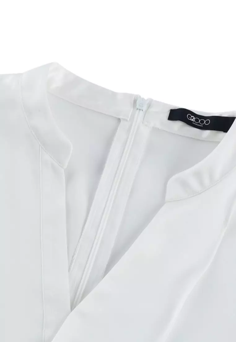 Satin Asymmetric Ruffled Blouse