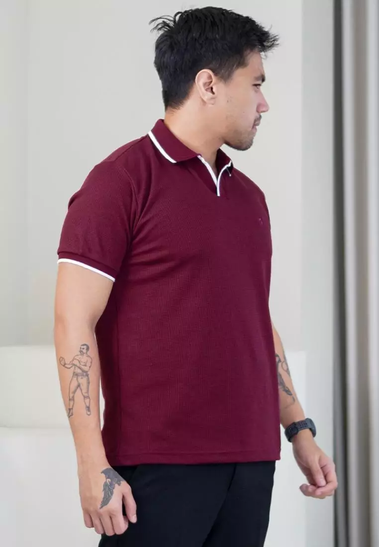 MATSUDA Kaos Polo Pria Waffel Kerah Otsuki