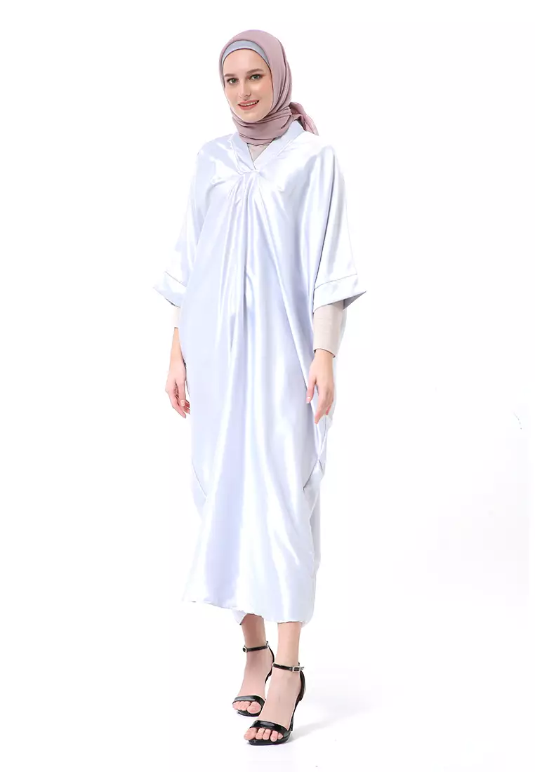 Kahitna Kaftan Pakaian Muslimah Premium Motif Polos High Quality - Abu