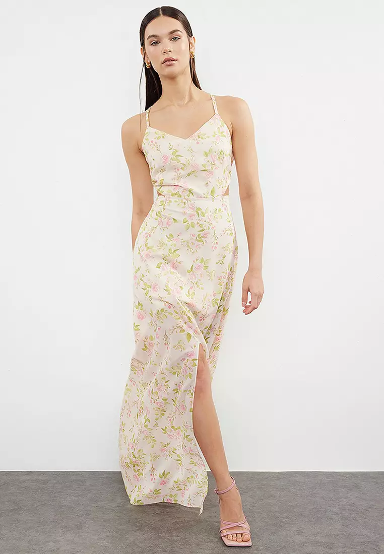 Floral Print Slit Maxi Dress
