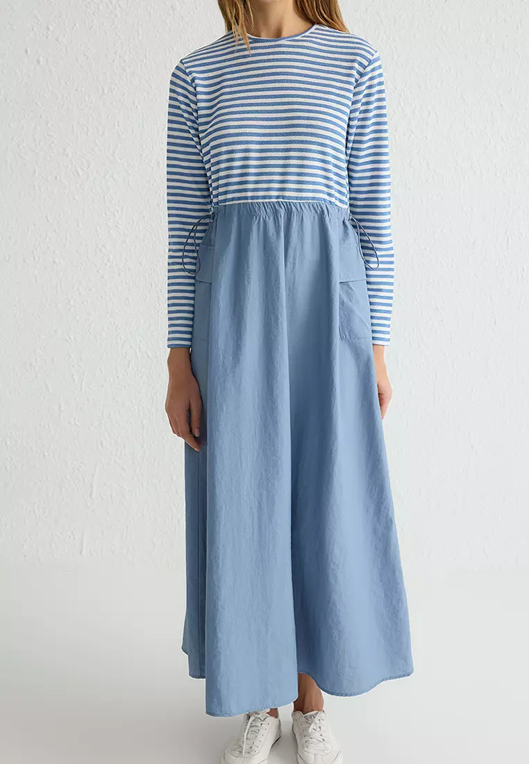 Blue Parachute Fabric Dress Jacket Set TCTAW25US00098