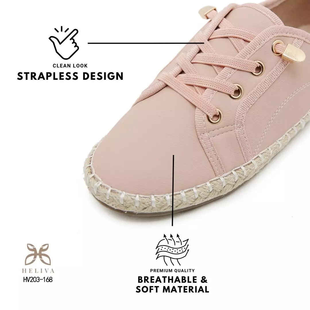 HELIVA MILEN Sneakers Casual Wanita Sol Anyaman Espadrille dan Dekorasi Gold Chain HV203-186