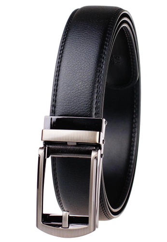 FANYU black Men's Slide Buckle Automatic Belts Ratchet Genuine Leather Belt 35mm Width 0EBAFAC811F36DGS_1