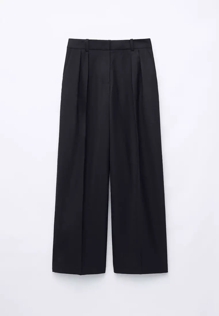 Wool-Blend Tailored Trousers