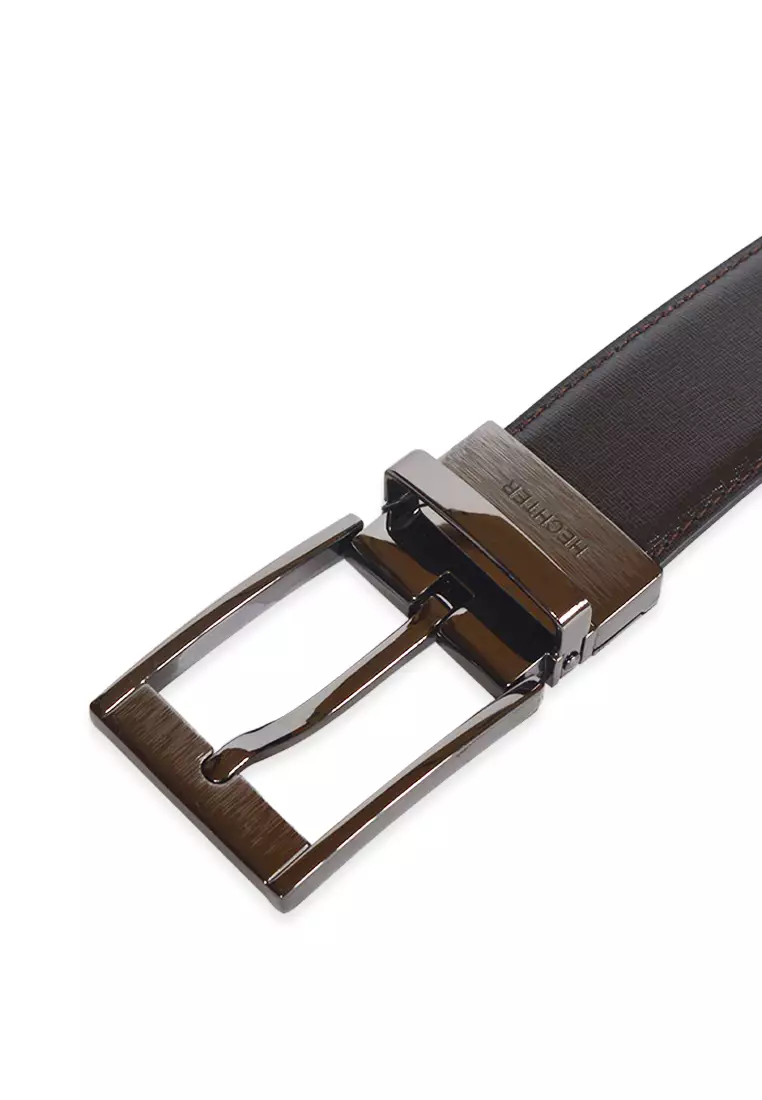 Dark Brown Genuine Split Leather Reversible Belt