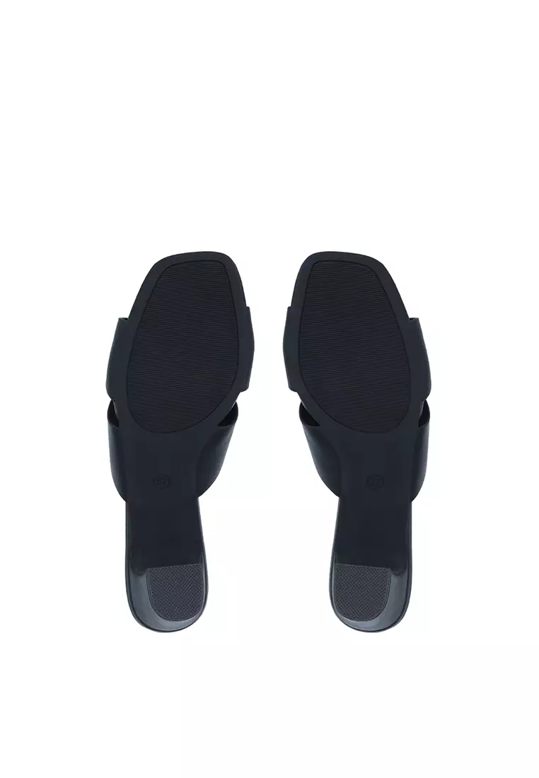 Black Everyday Step Heeled Sandals
