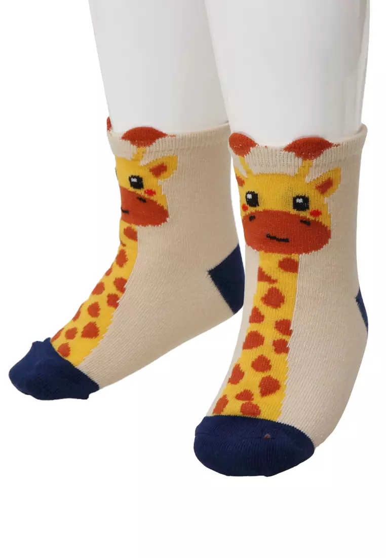 Axel Kaos Kaki Anak Pria Giraffe Motive Children's Socks Elastis Material Cotton ORIGINAL - Cream