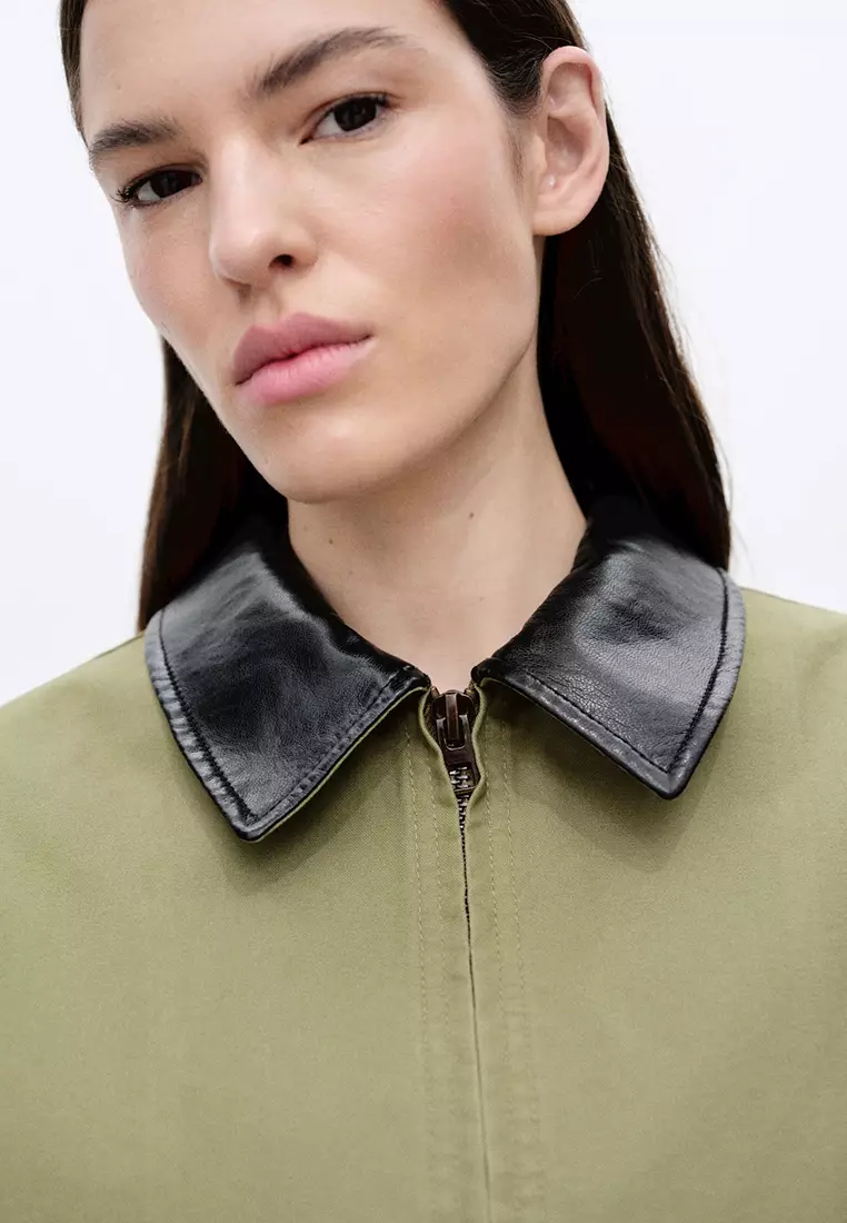 Cotton Jacket With Contrasting Collar