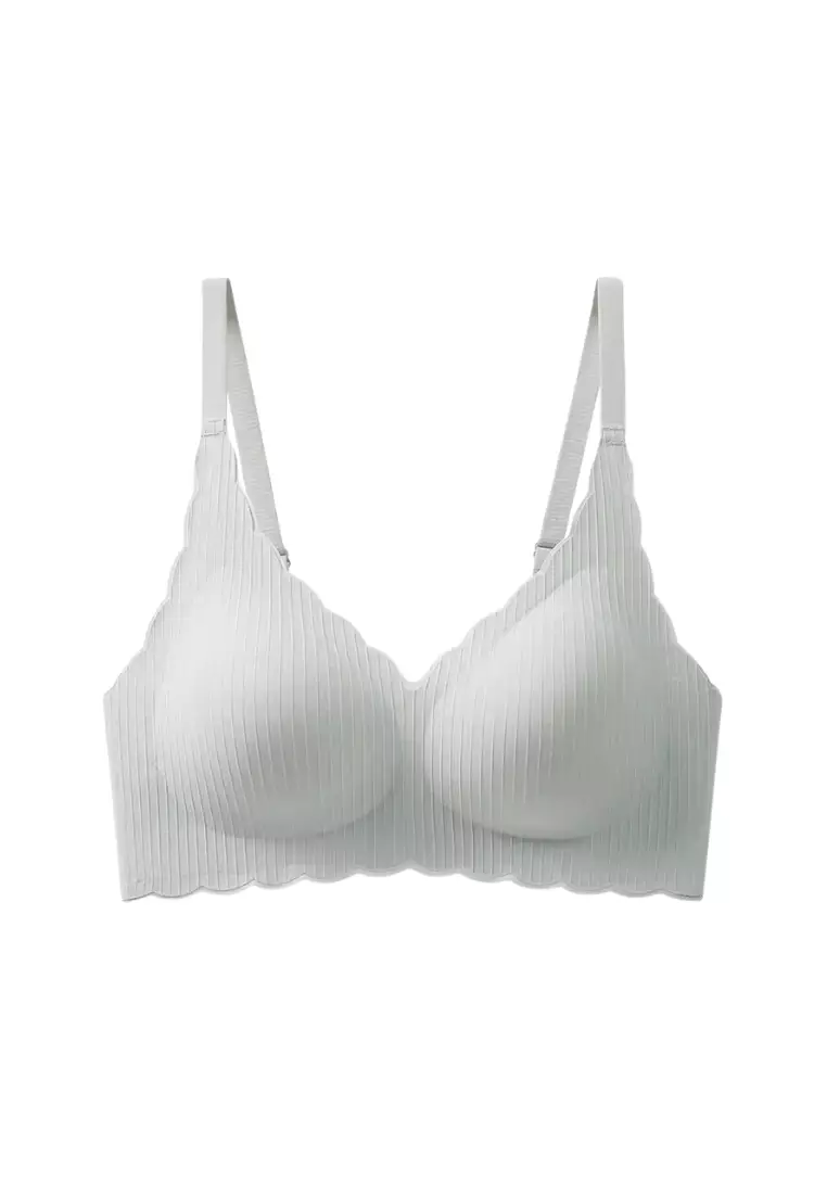 Premium Martha Scallop Seamless Wireless Push Up Bra in Green