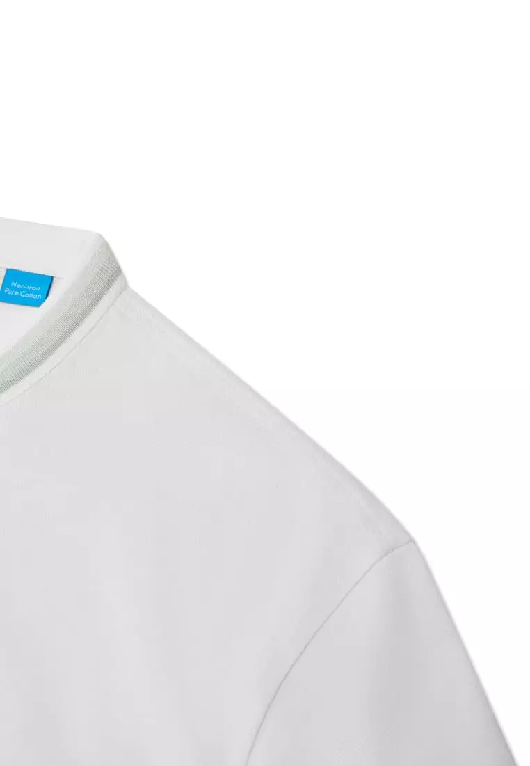 G2000 Non-Iron Pure Cotton Pique Smart Fit Stand Collar Short Sleeve Polo Tee