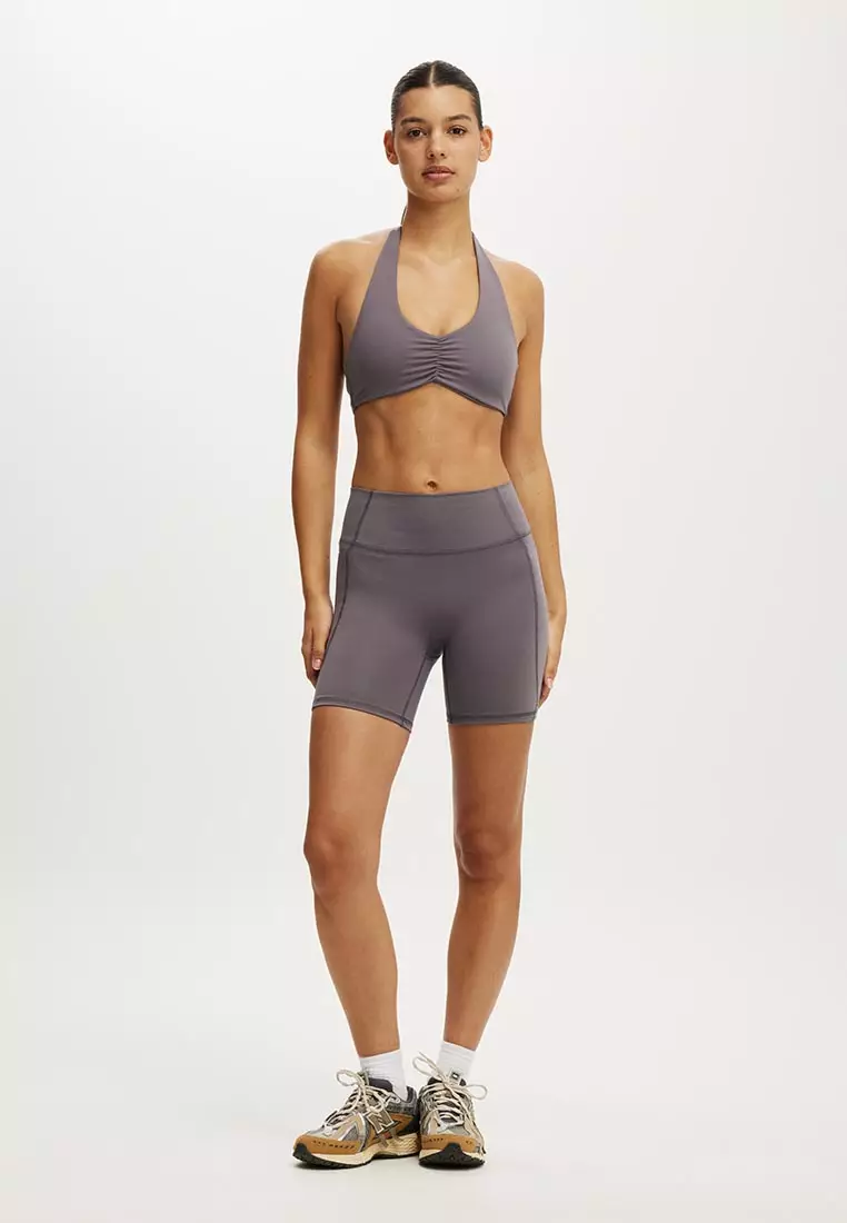 Ultra Soft Scrunch Halter Crop Sports Bra