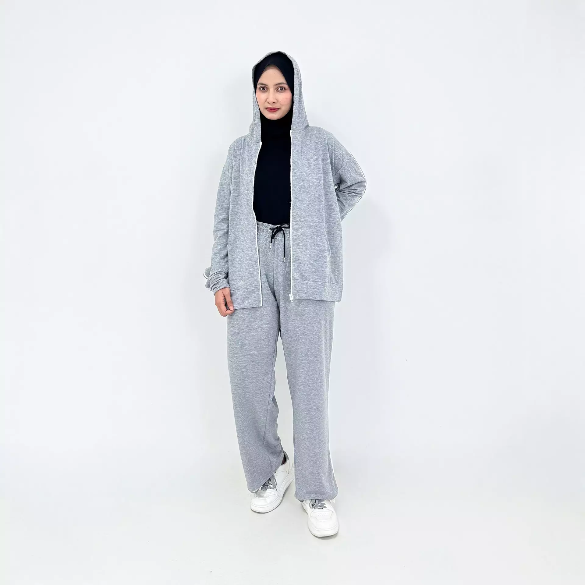 Setelan Celana Training Mandasya | Metching Set Sweat Sporty ABU ABU