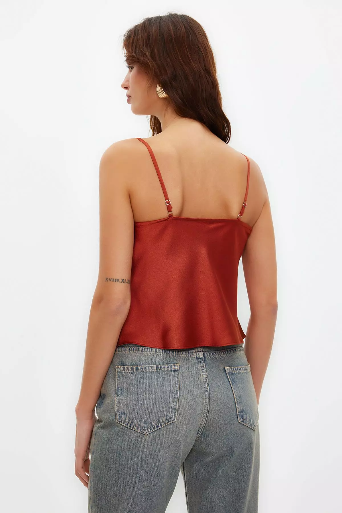 Tile Strap Lace Collar Satin Woven Blouse TWOSS19BB0161