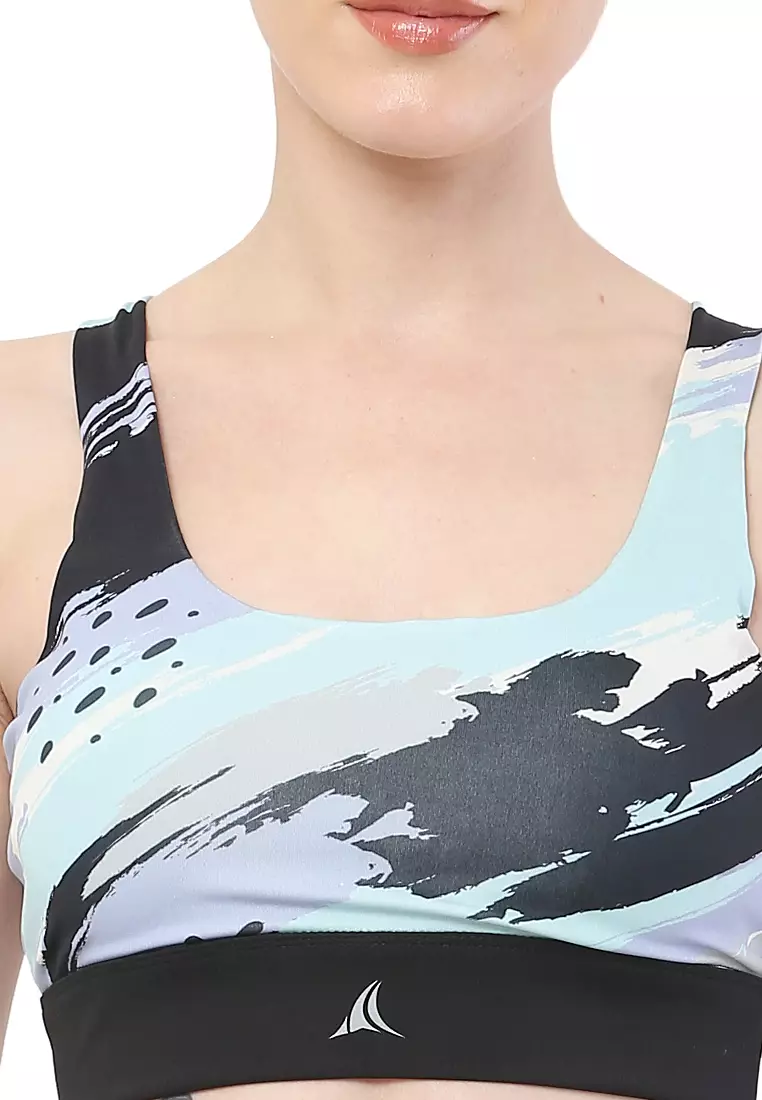 Floral Cardio Black Yoga/Workout Padded Sports Bra