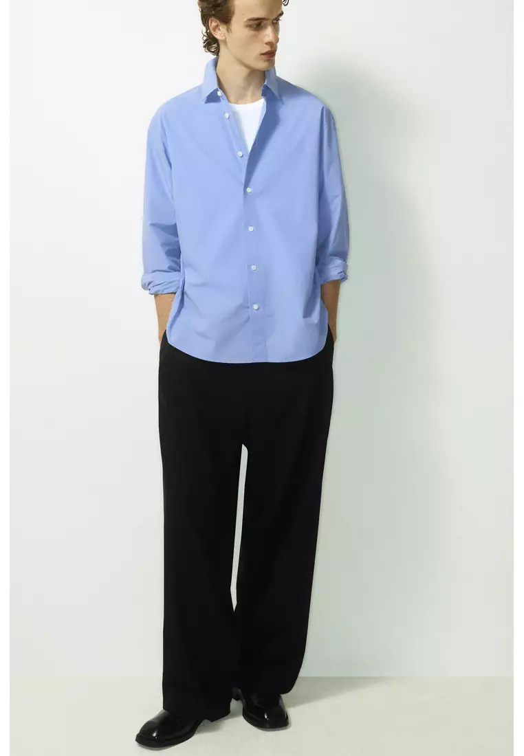 PLEATED WOOL RELAXED-FIT WIDE-LEG TROUSERS