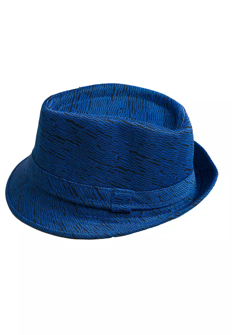 Topi fedora cowboy hat fedora linen biru houseofcuff