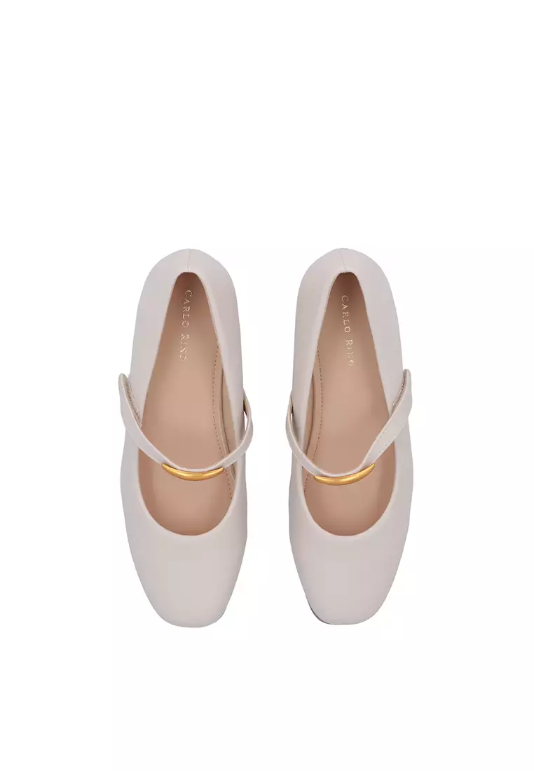 Beige Elara Strap Pumps