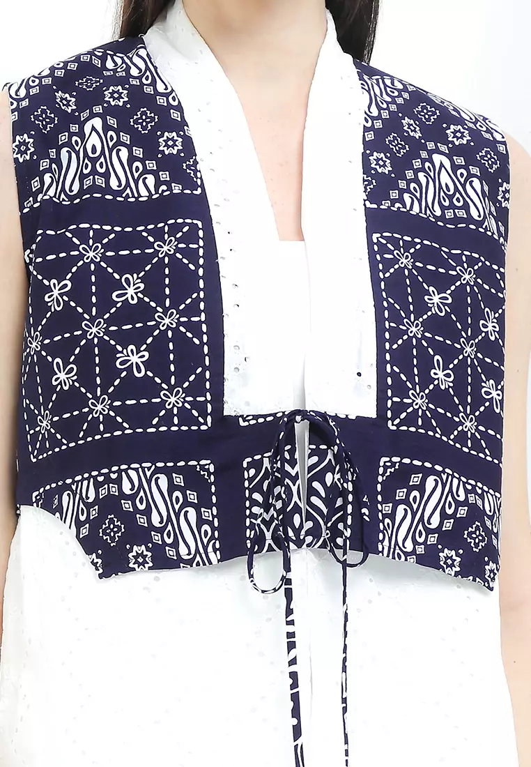 Outer Atasan Wanita Cardigan Vest Arumi Merona Spesial JFW Collection SAFERA ROPE Kombinasi Katbol Navy