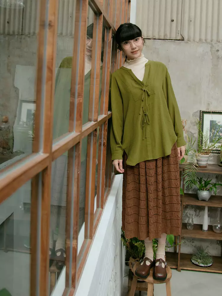 Textured Jacquard Lace Long Skirt [CA2851]