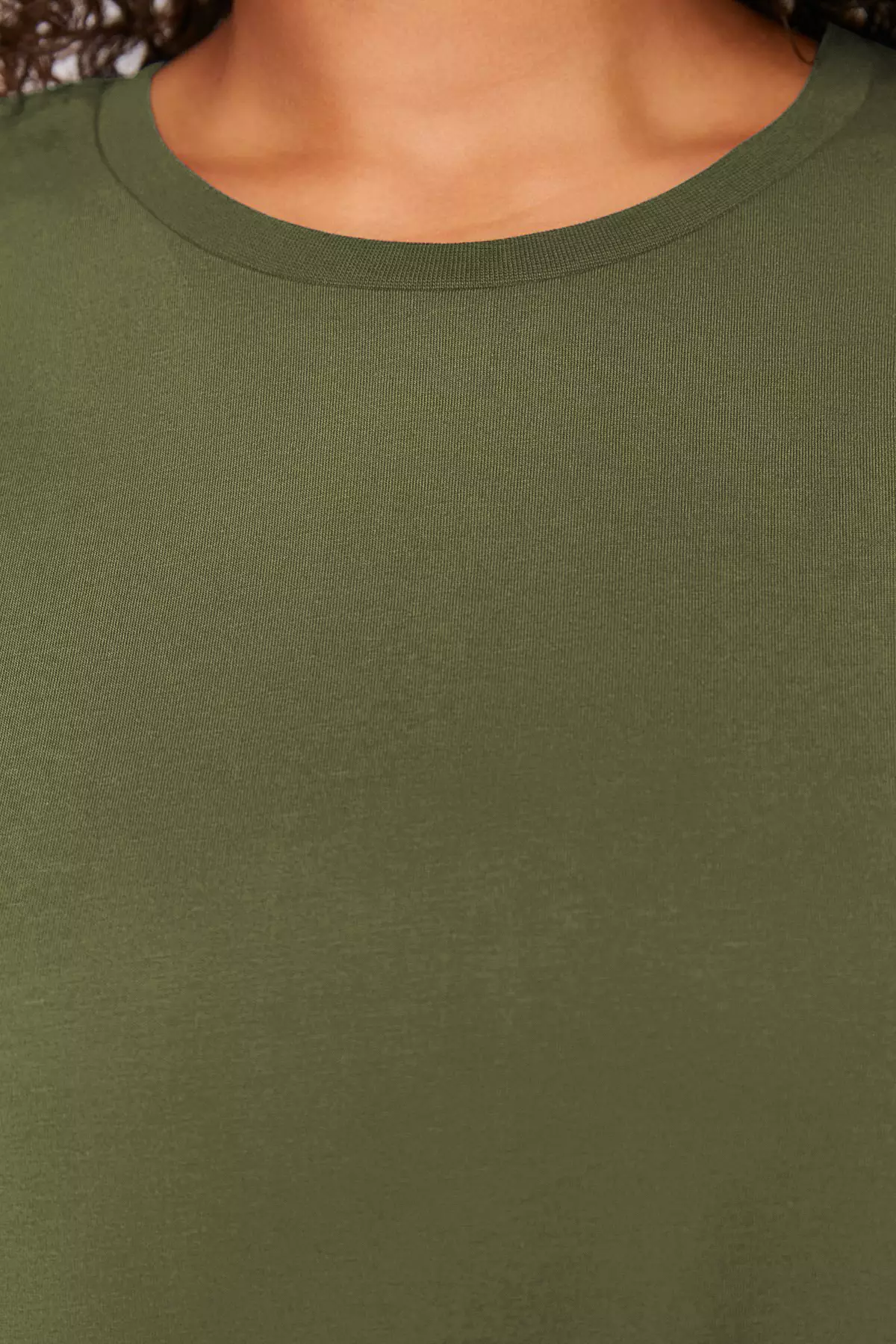 Khaki Midi 100% Cotton Knitted T-shirt Dress TBBSS24AH00067