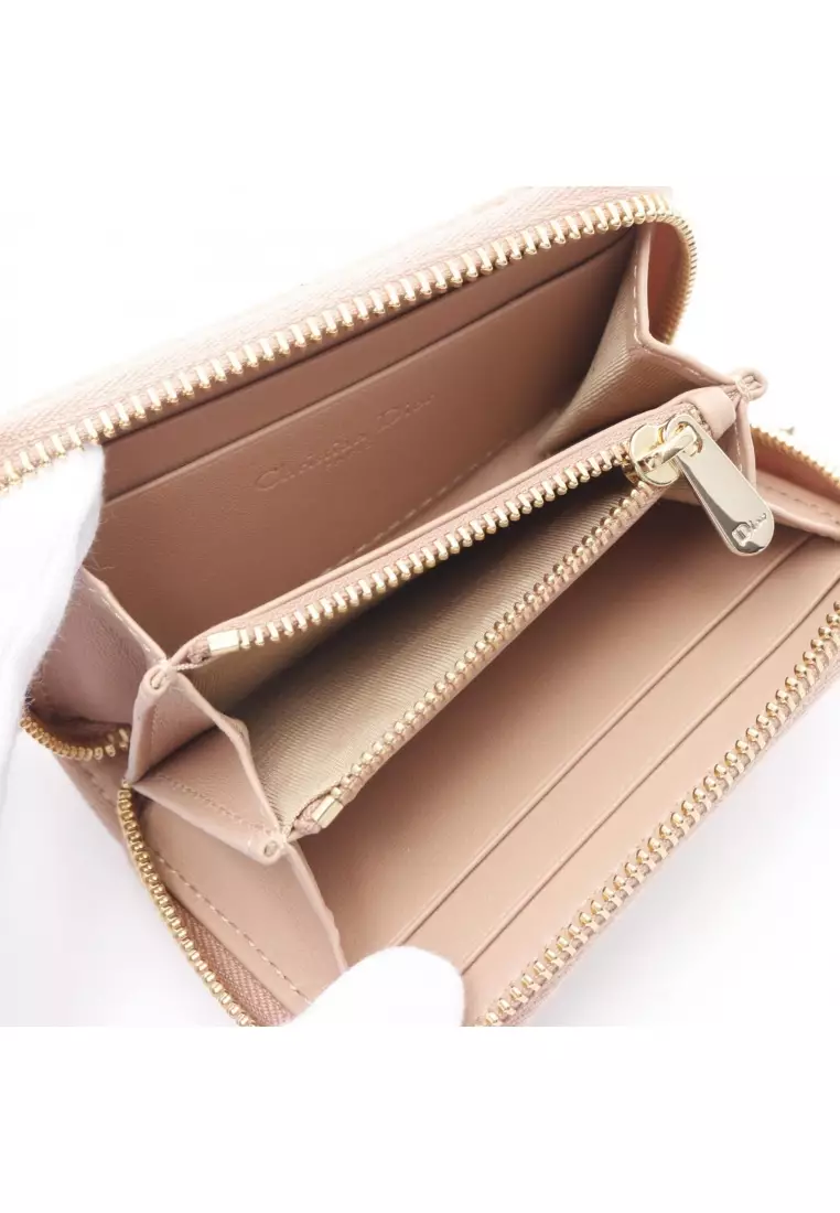 Christian Dior　Wallet Canaje coin purse Christian Dior Cannage Leather Coin Case in Pink ref.2678416