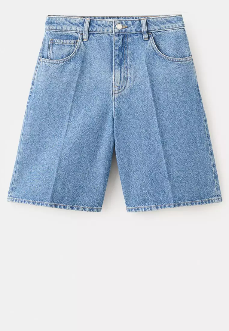 High-Waist Straight-Fit Denim Shorts