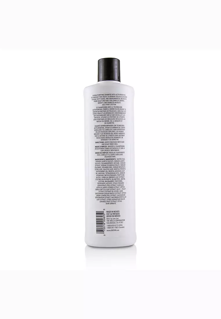 NIOXIN - Derma Purifying System 1 Cleanser Shampoo (Natural Hair, Light Thinning) 500ml/16.9oz