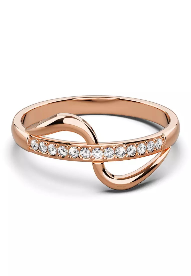 Catherine Zircon Studded Ring In Rose Gold 