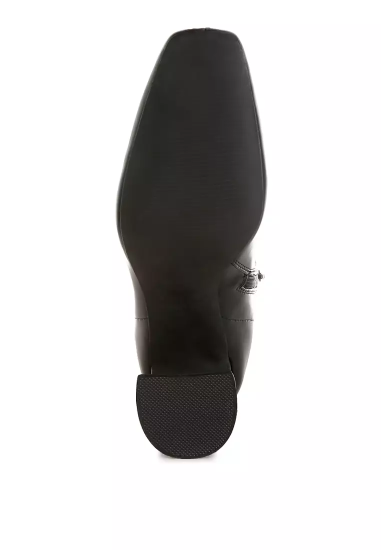 Square Toe Ankle Boots In Black