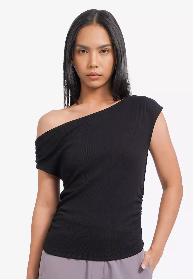 Asymmetrical Sleeveless Ruched Top