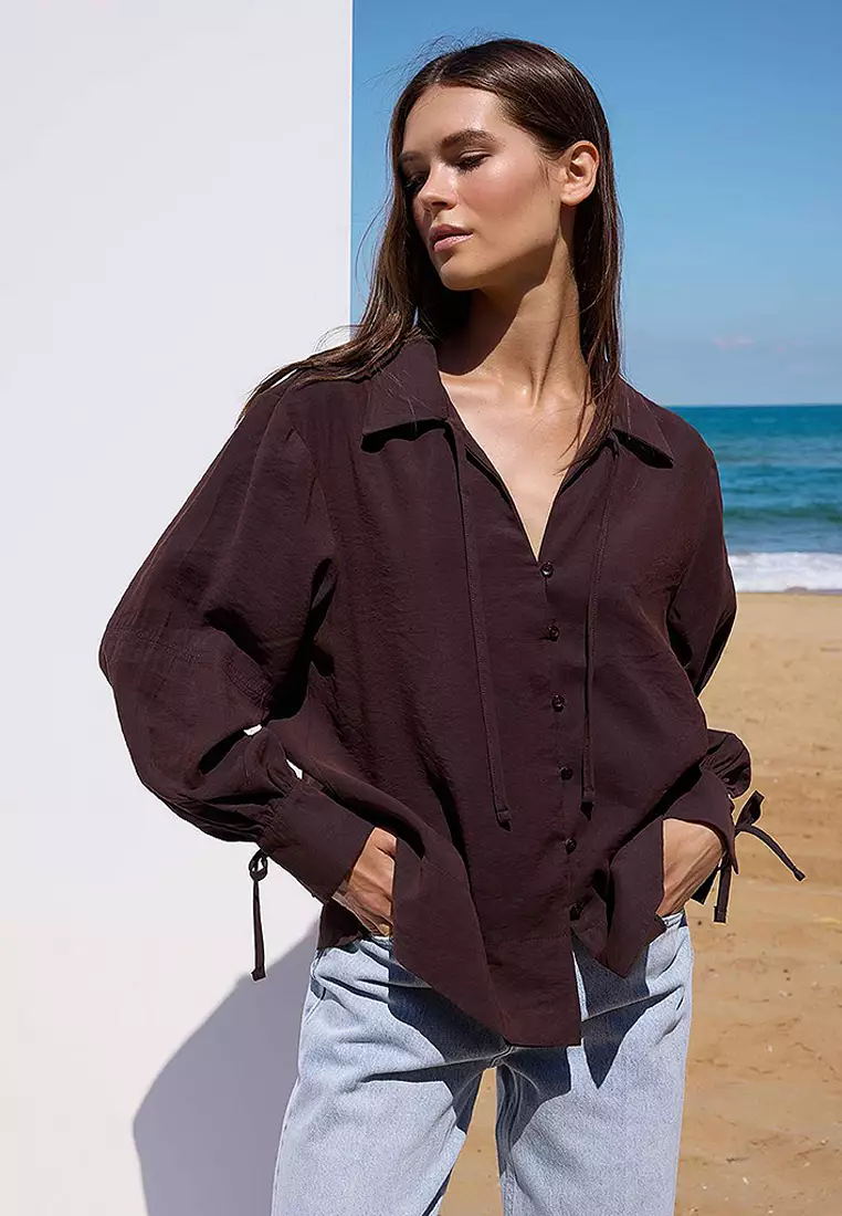 Tie Detail Oversize Shirt