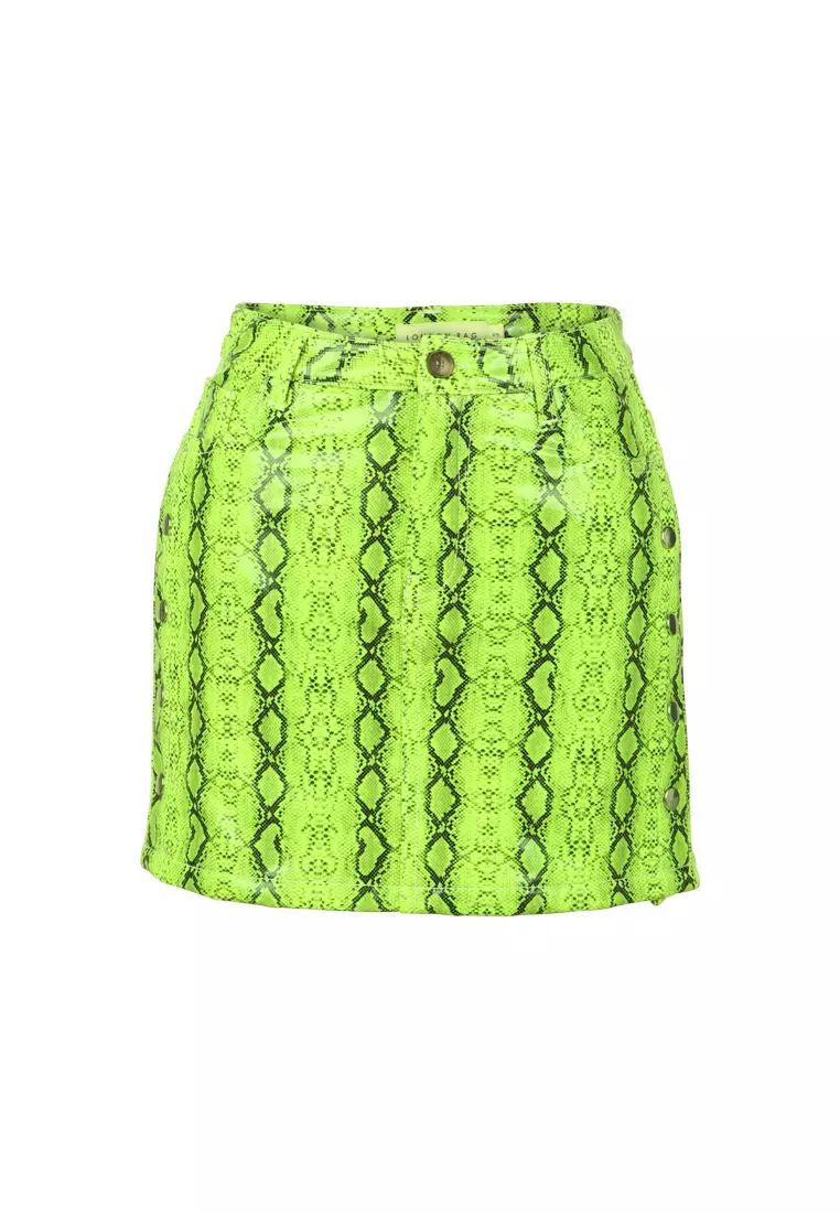 Green snake mini online skirt