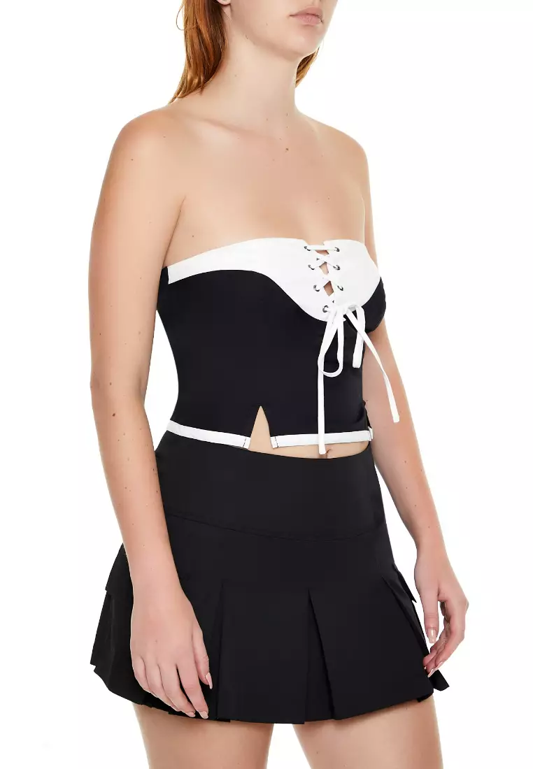 Cropped Tank Striped Tie Front Crop Top Forever 21 Forever 21 Navy