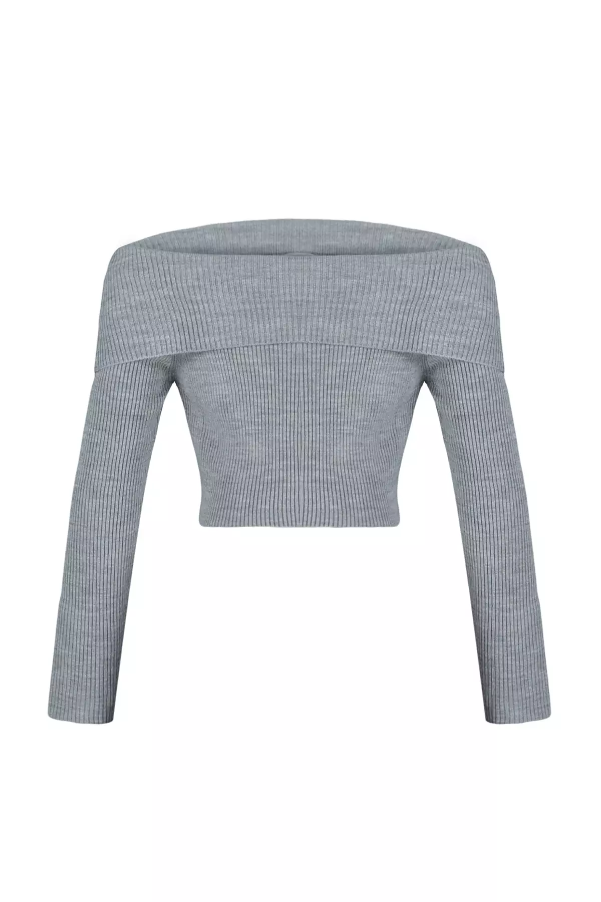 Trendyol Damen Crop Bustier Brown - Süßherz-Ausschnitt Strick-Oberteil