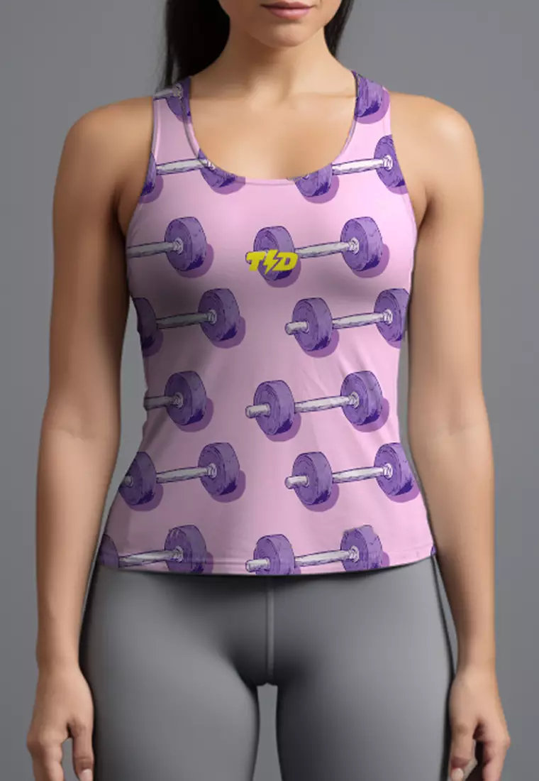 LSD52 Tanktop Gym  Crop Wanita Airdrylite "dumbbells" pink