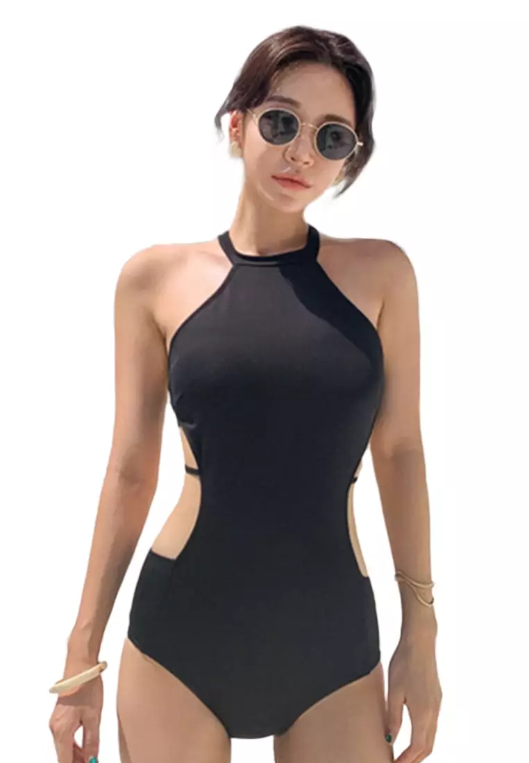 Womens Sexy Halter Brazilian Bikini Cutout One Piece Swimsuits Tummy  Control Bathing Suits Spaghetti Strap Monokini