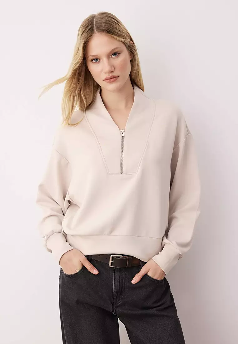 Trendyol Zippered Stand Collar Sweatshirt 2026 | Buy Trendyol