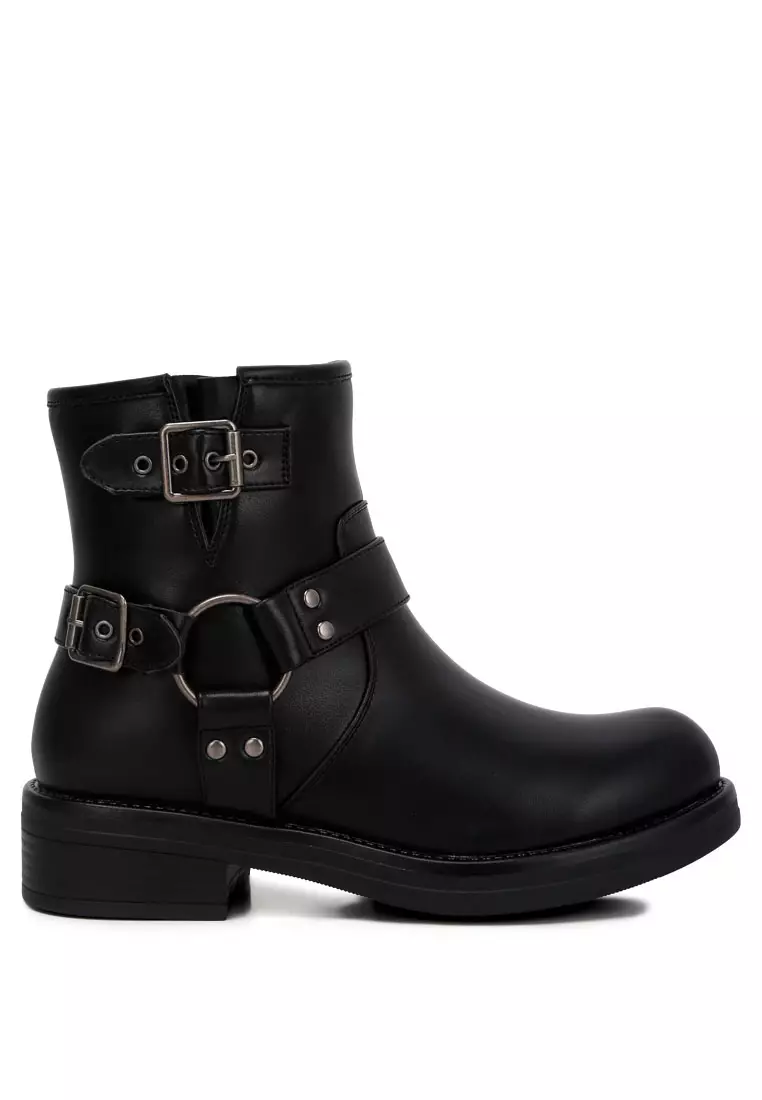 Buy London Rag Faux Leather Pin Buckle Boots In Black 2024 Online ...