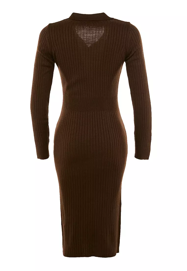 Long Sleeves Knit Polo Dress