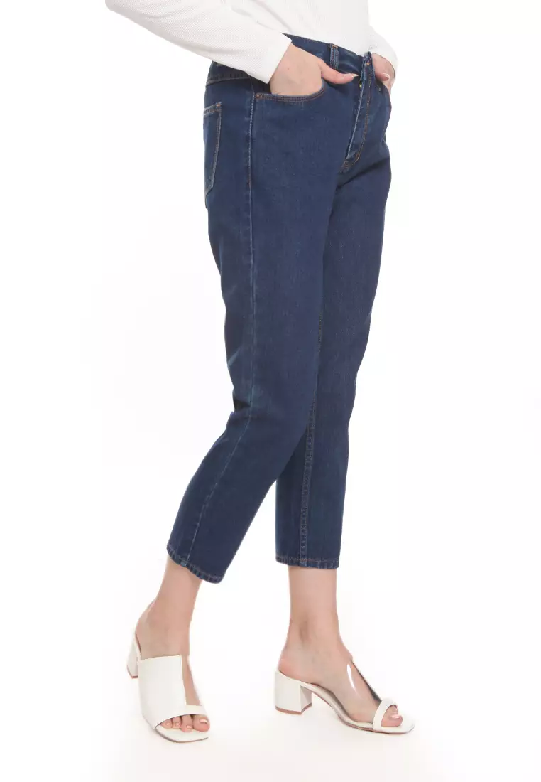 Mom Jeans in Deep Blue MJ2002