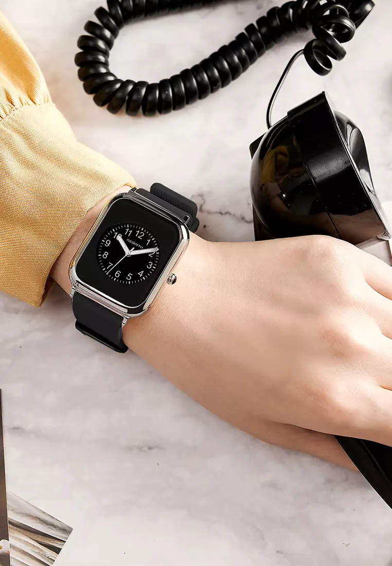 Jam Tangan Wanita Anti Air Kuarsa Square Mode Tali silikon Jam Tangan Cewek