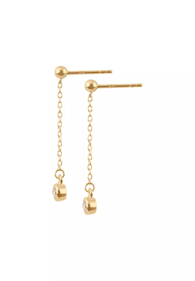 Vermeil Solo Bezel Drop Earrings
