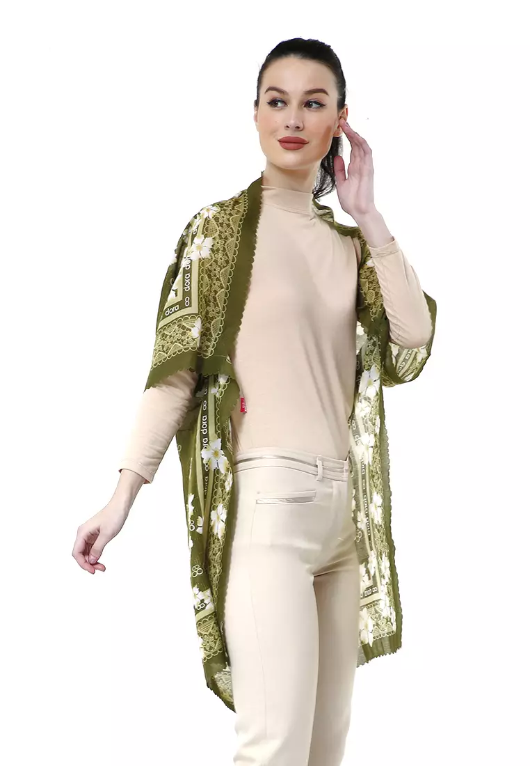 Salana Outer Scarf Cardigan Wanita Voal Lasercut High Quality - Dora Lightgreen