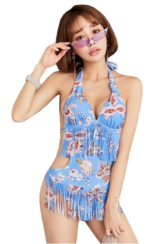 LYCKA blue LSN9118 Korean Lady One Piece Swimsuit Blue 1C693US61700A9GS_1