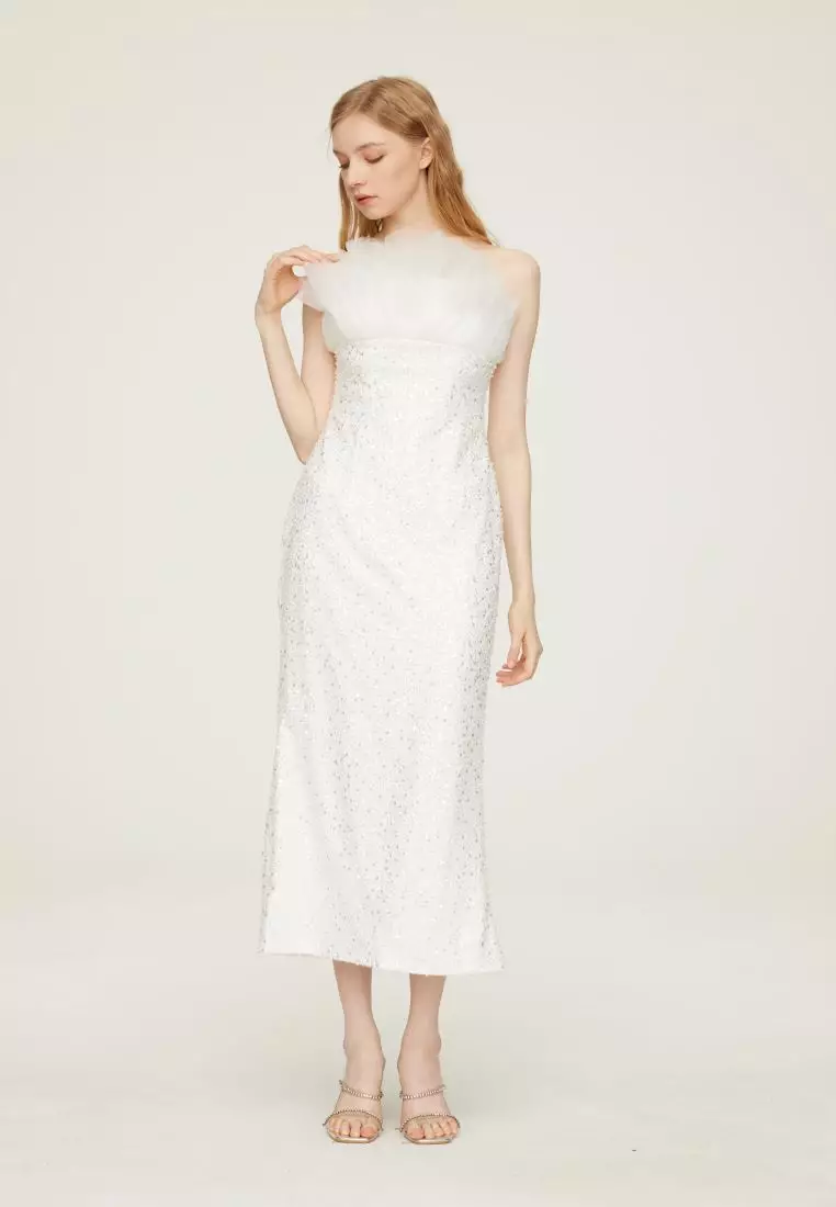 Coco Luxe Beaded Midi Bridal Wedding Dress